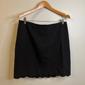 NWT LOFT size 12P black scalloped mini skirt